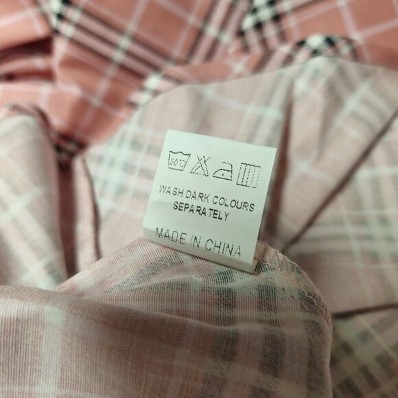 Pink Plaid Fit & Flare Dress With Belted Waist & Cap Sleeves And Pockets Small - Picture 12 of 14